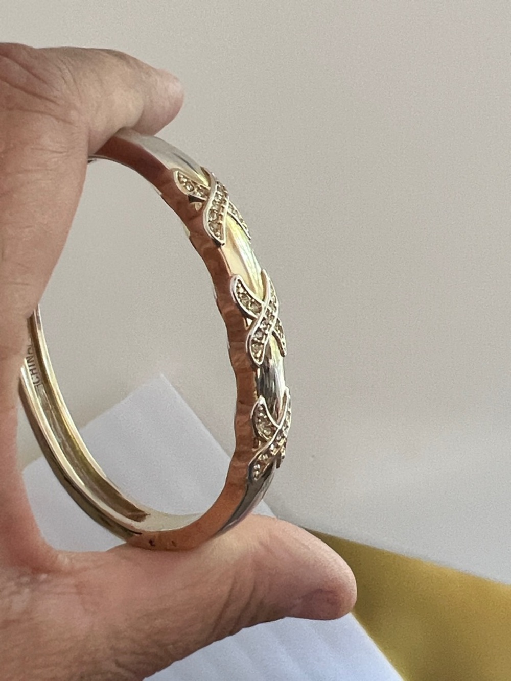 Silver-Tone Rhinestone Twist Bangle Bracelet - Picture 6 of 7